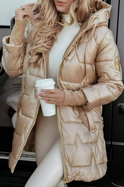 Damen Wintersteppjacke Lang Warm Leicht Winddicht - Eveloria