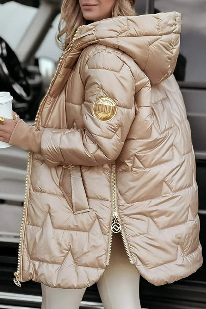 Damen Wintersteppjacke Lang Warm Leicht Winddicht