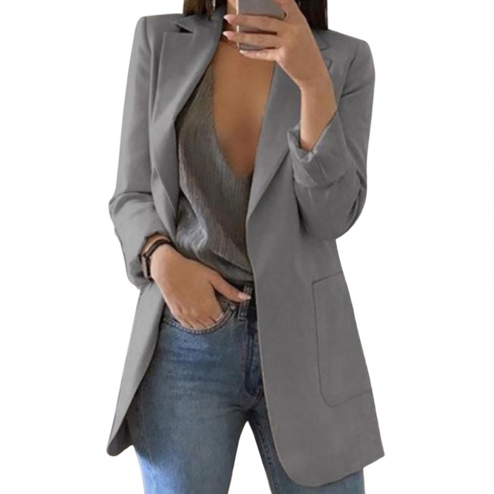 Damen Elegant Blazer Jacke Lang