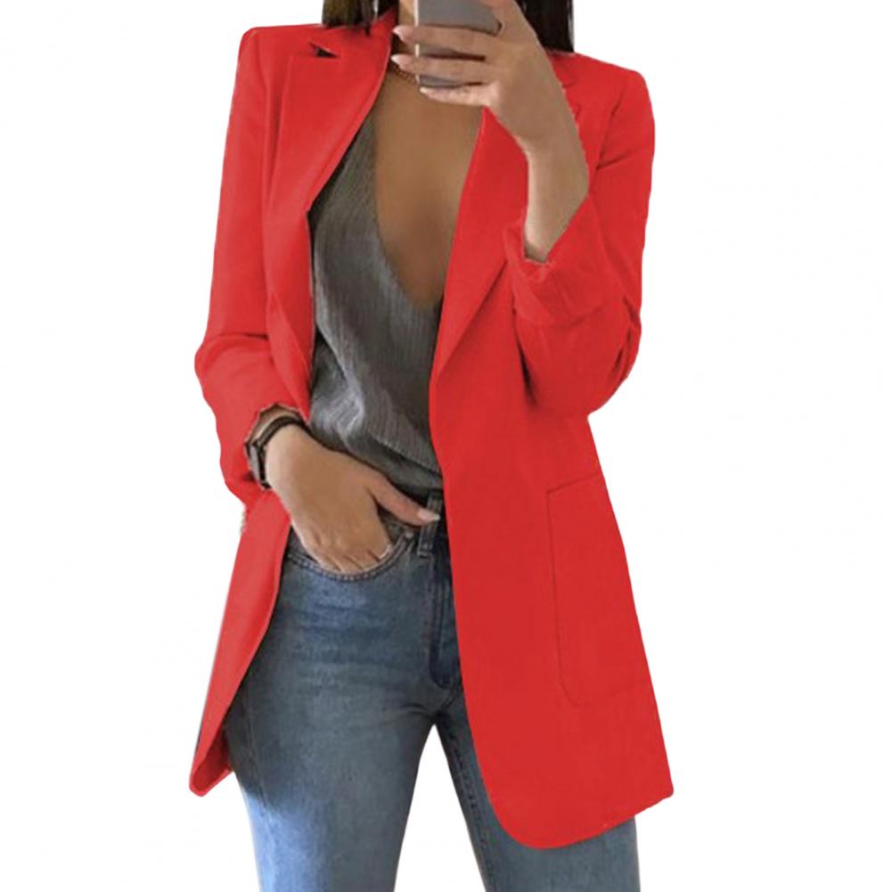 Damen Elegant Blazer Jacke Lang