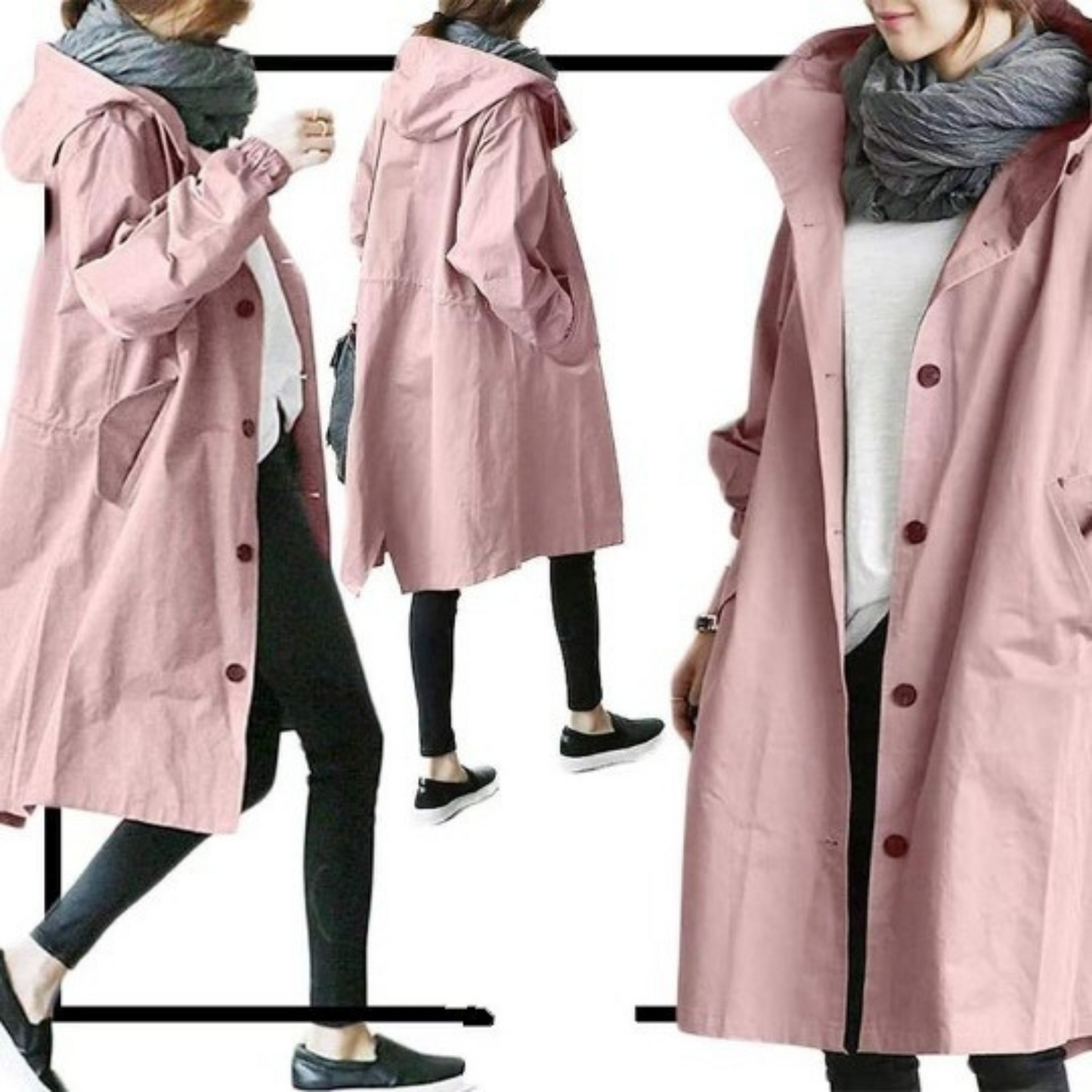 Damen Winterjacke Lang Kapuze Leicht