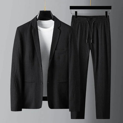 Männer Anzug Set Zweiteilig Leicht Kordelzug Hosen Blazer - Eveloria