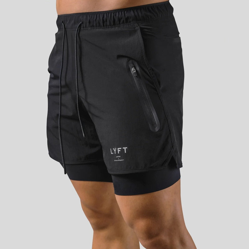 Laufshorts - Herren 2-in-1 Sport Gym Shorts mit Taschen-Chaps Herrenmode