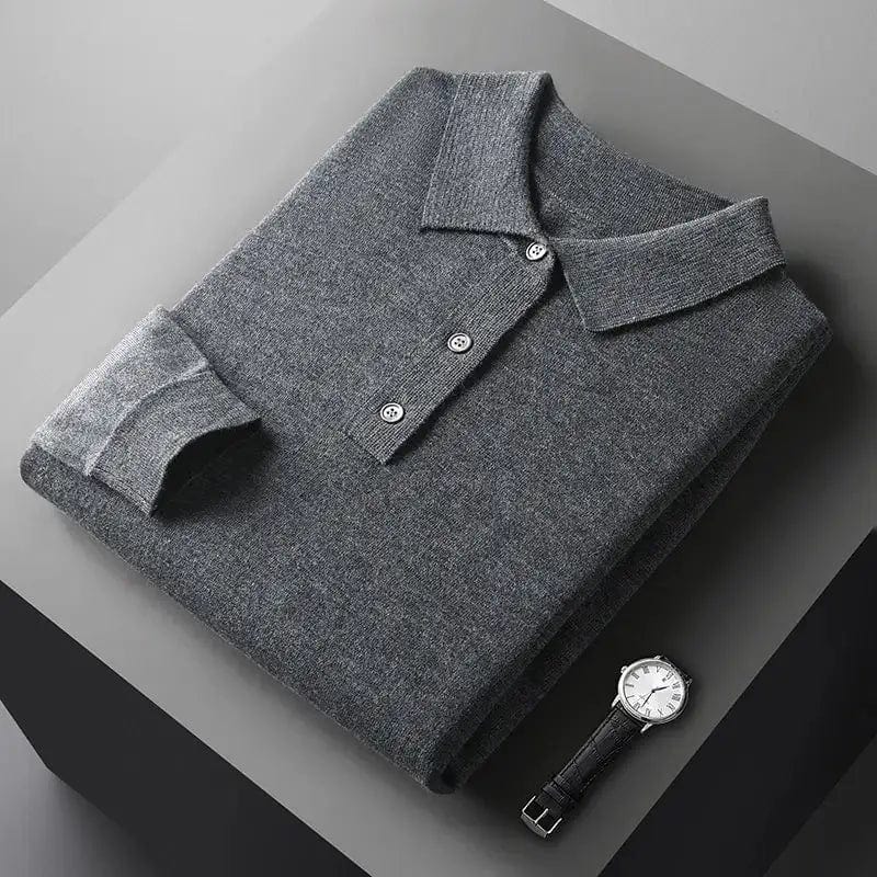 Herren Langarm Polo Shirt Kragen Teilknopfleiste Weiß