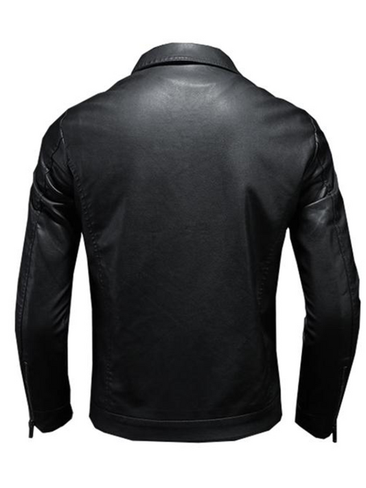 Eveloria Herren Leder Motorradjacke Bequem Schwarz - Eveloria