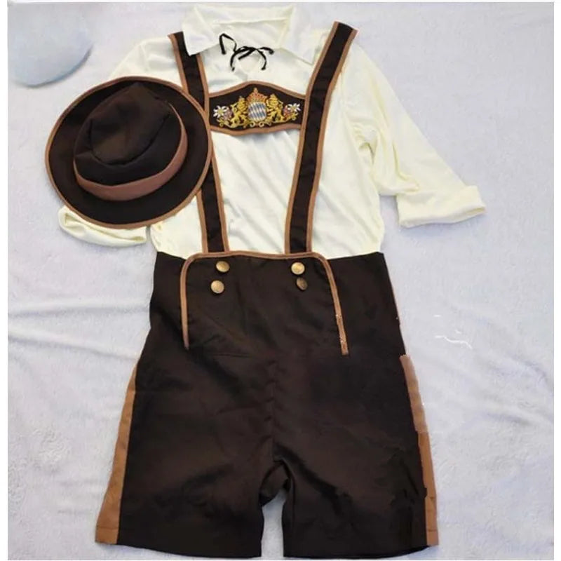 Leder-Shorts-Outfit – Braun – Bayerische Leder-Shorts – Deutsches Bierfest-Outfit – Oktoberfest-Outfit für Männer-Chaps Herrenmode