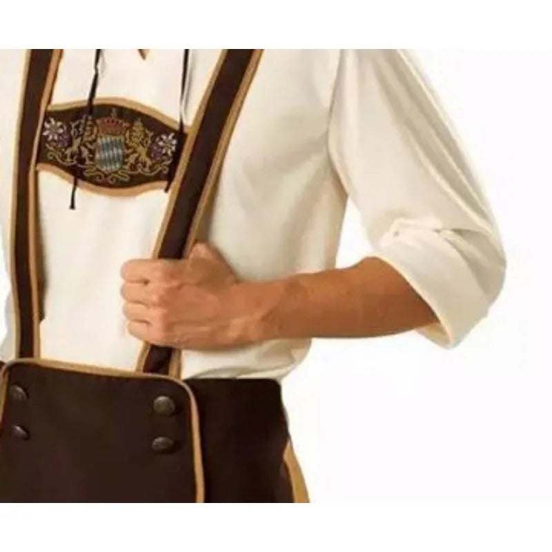 Leder-Shorts-Outfit – Braun – Bayerische Leder-Shorts – Deutsches Bierfest-Outfit – Oktoberfest-Outfit für Männer-Chaps Herrenmode
