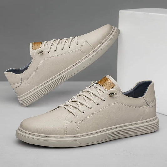 Herren Leder-Sneaker Laufschuhe Bequem Schwarz - Eveloria