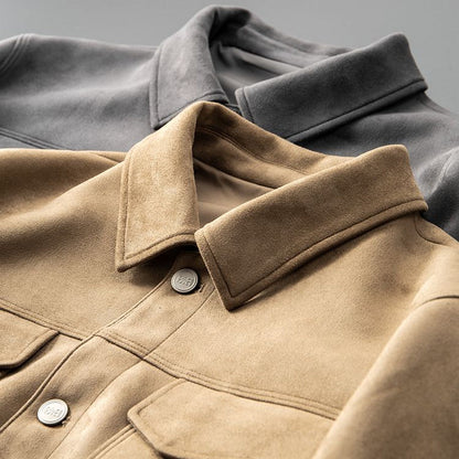 Eveloria Herren Suede Lederjacke Braun