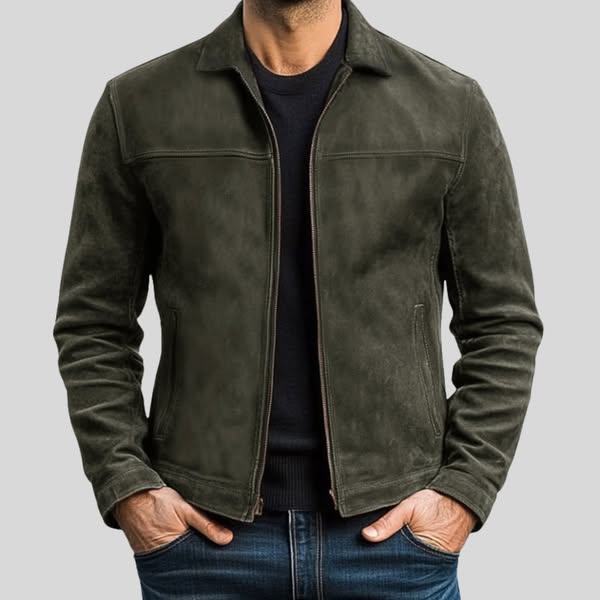 Herren Lederjacke Klassisch Schwarz Braun Reißverschluss - Eveloria