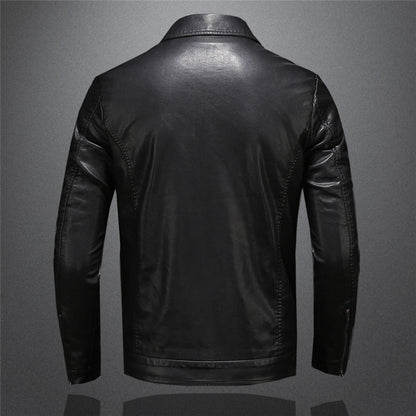 Lederjacke - Schwarze Slim Fit Kunstlederjacke für Männer-Chaps Herrenmode