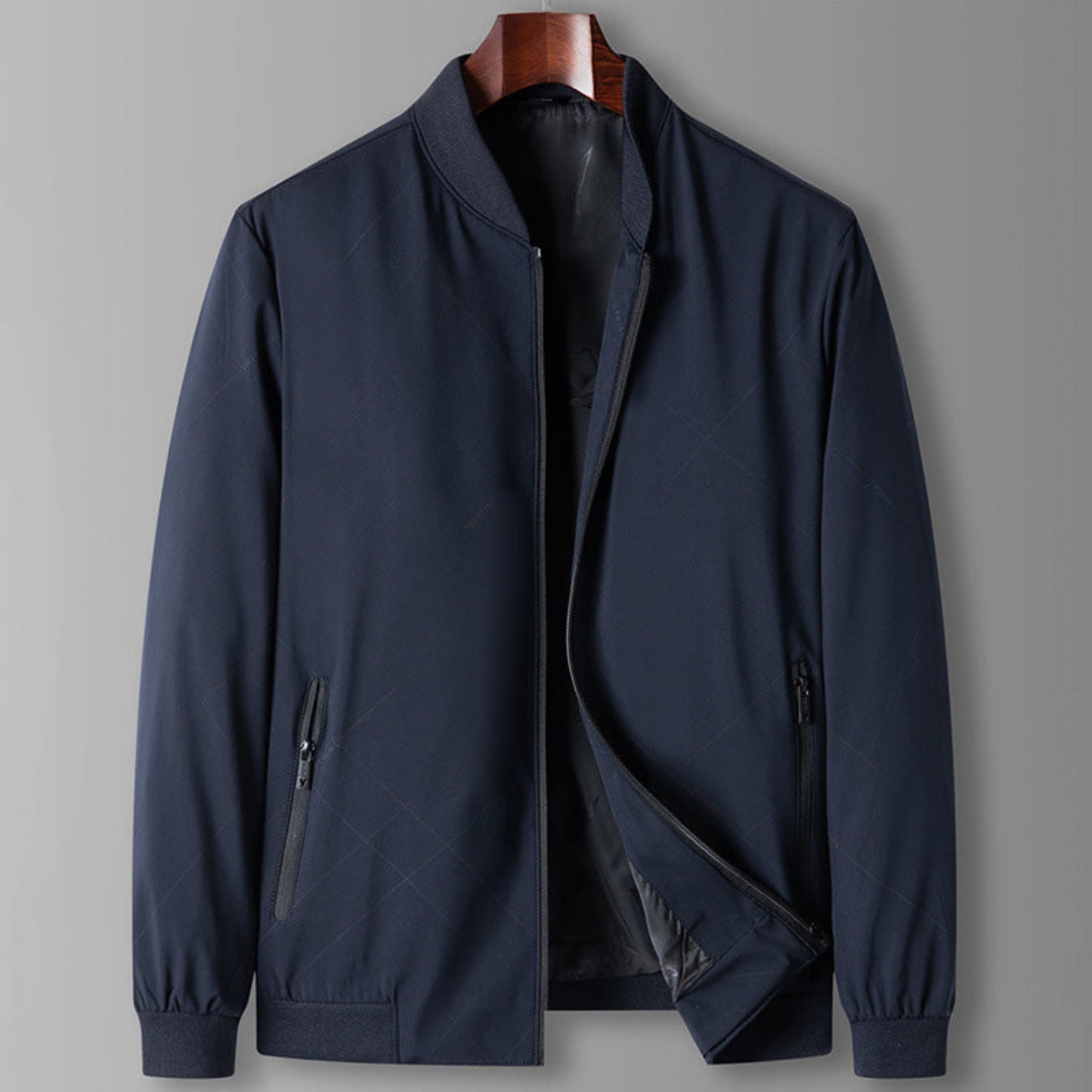 Herren Leichte Windjacke Reißverschluss Schwarz - Eveloria