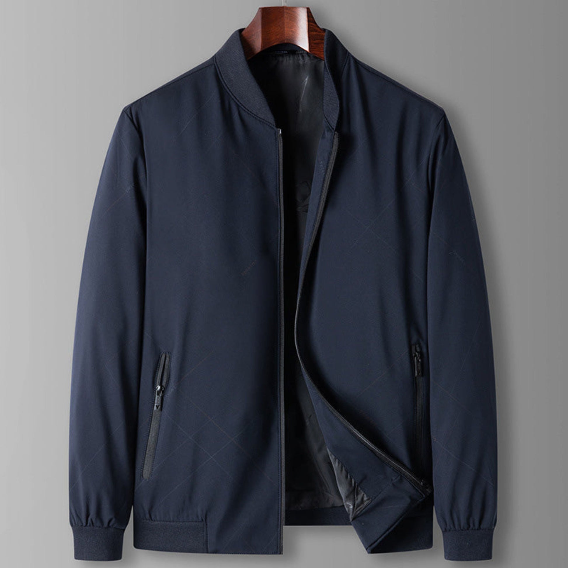 Herren Leichte Windjacke Reißverschluss Schwarz - Eveloria