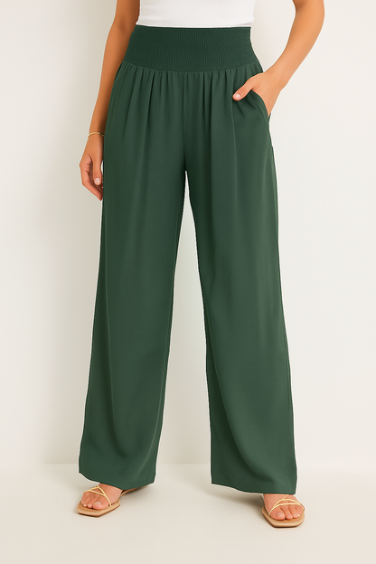 Damen Sommerhose Elastischer High-Waist-Bund