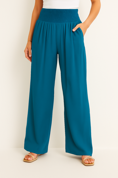 Damen Sommerhose Elastischer High-Waist-Bund