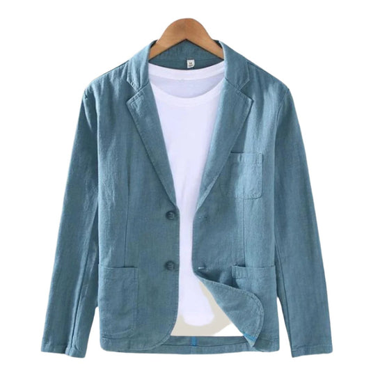 Männer Leinenblazer Einreihig Sommer Beige - Eveloria