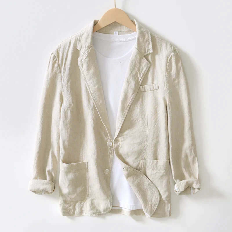 Herren Leinenblazer Leicht Lässig Beige - Eveloria