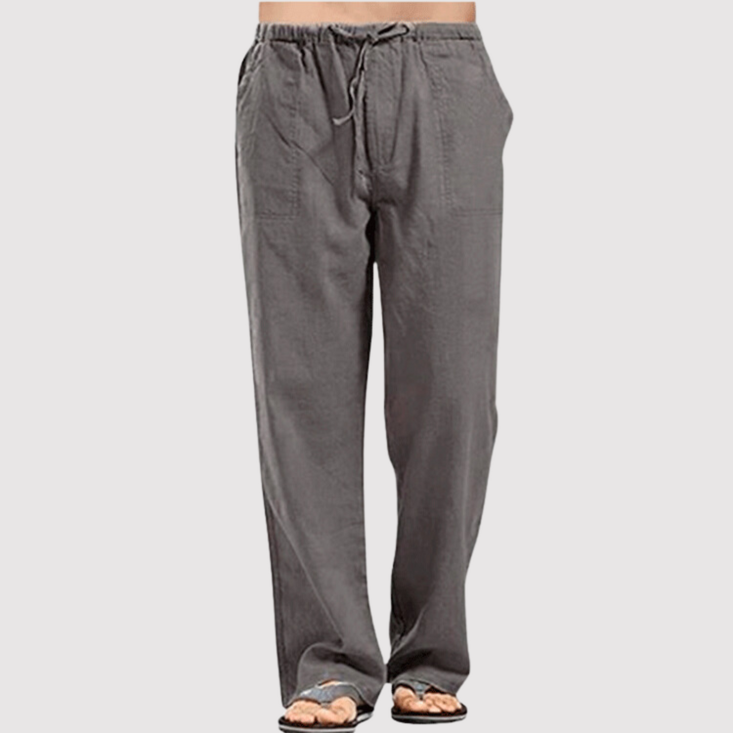 Männer Leinenhose Drawstring Baumwolle Beige - Eveloria
