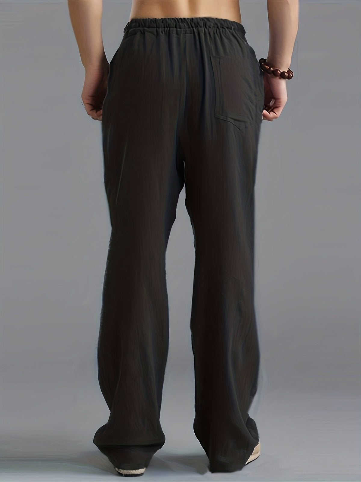 Leinenhose | Elastischer Bund | Kordelzug | Locker sitzende Hose | Herrenhose-Chaps Herrenmode