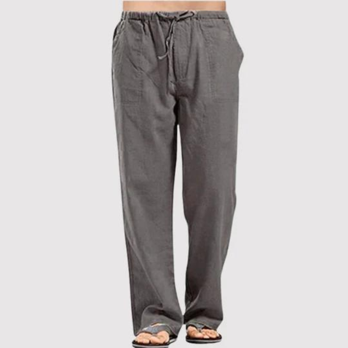 Herren Leinenhose Sommerhose Gerades Bein Locker Kordelzug - Eveloria