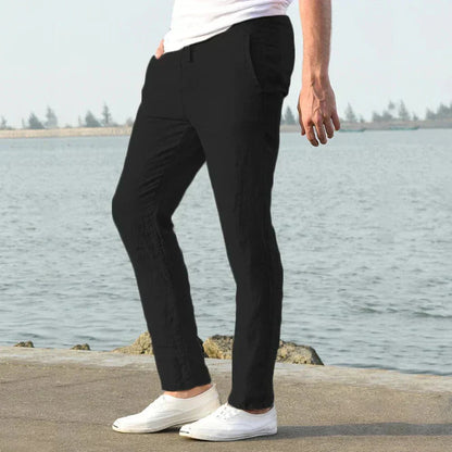 Leinenhose – Kordelzug – gerades Bein – Sommerhose – Herrenhose-Chaps Herrenmode
