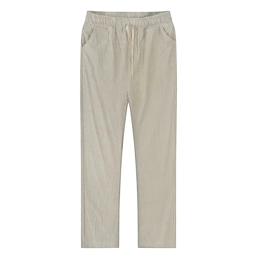 Leinenhose – Kordelzug – gerades Bein – Sommerhose – Herrenhose-Chaps Herrenmode