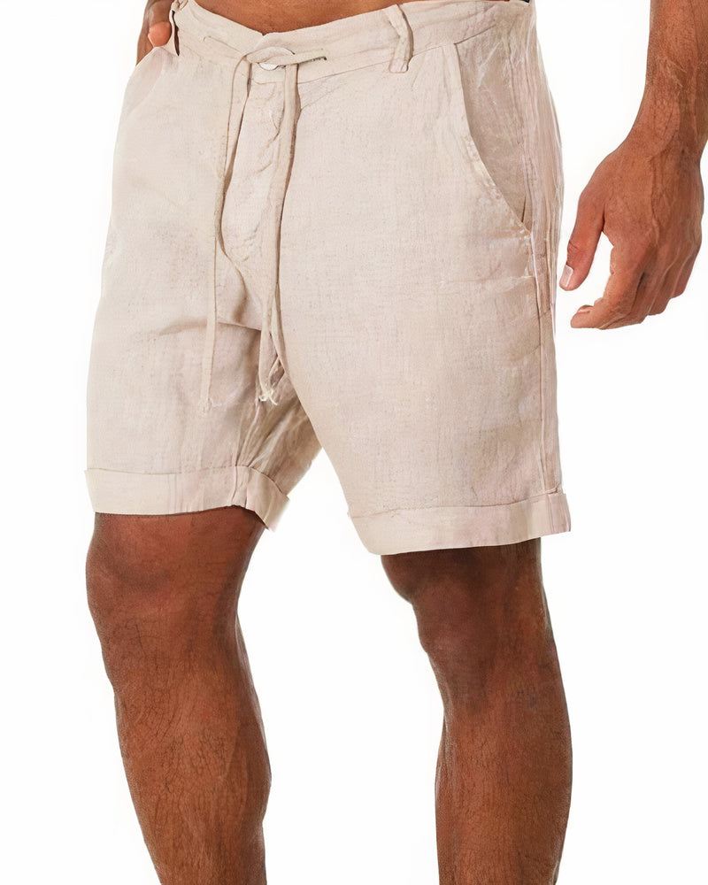 Männer Leinenshorts Loose Fit Kordelzug Beige - Eveloria