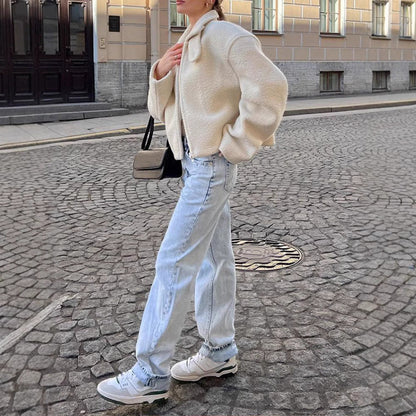 Damen Fleecejacke Weiss Reißverschluss
