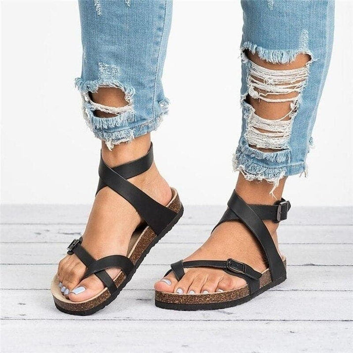 Damen Ledersandalen Klassisch Braun