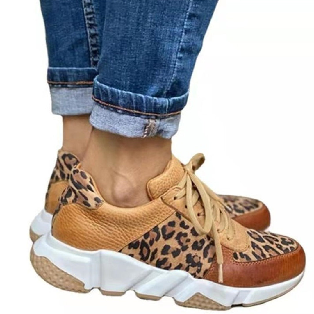 Damen Sneaker Leopardenmuster Schnürung