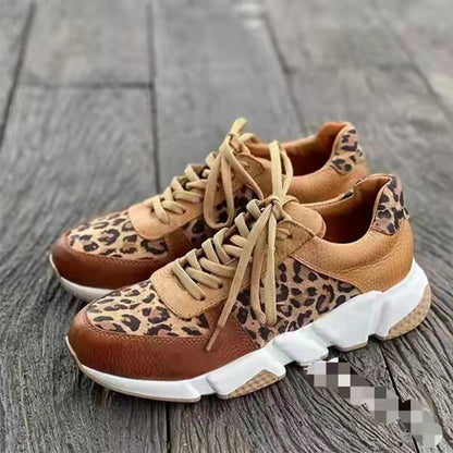 Damen Sneaker Leopardenmuster Schnürung