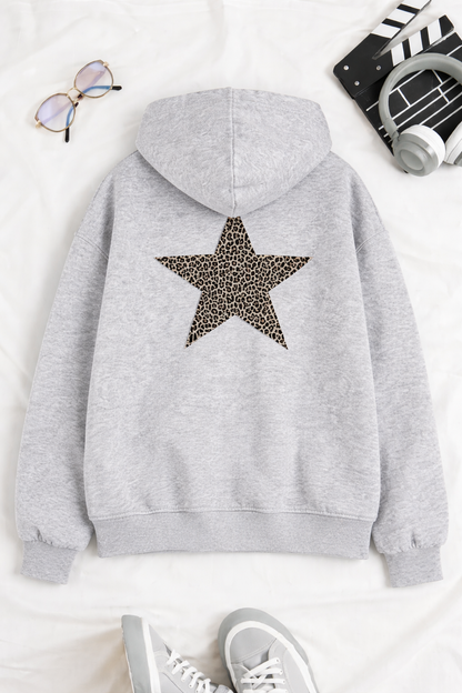 Damen Hoodie Leoprint Sternmotiv Eveloria