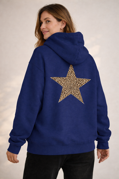 Damen Hoodie Leoprint Sternmotiv Eveloria