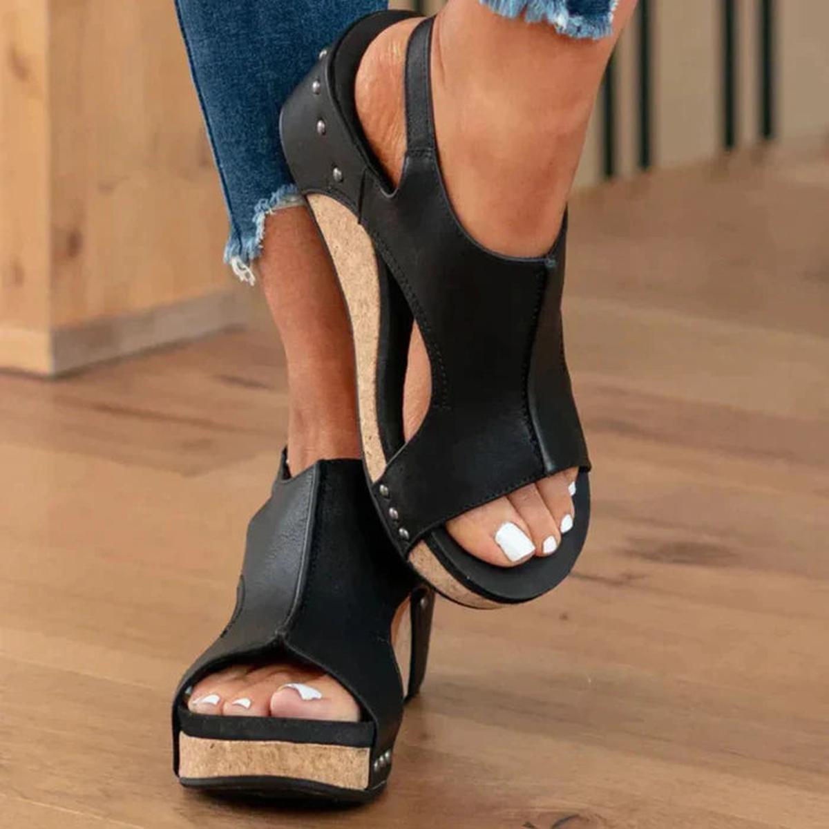 Damen Keilsandalen Offener Zehenbereich