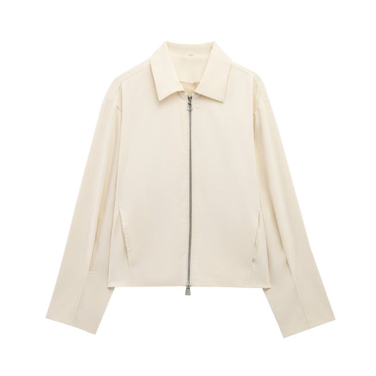 Damen Blazer Mit Reißverschluss Klassischer Kragen - Eveloria