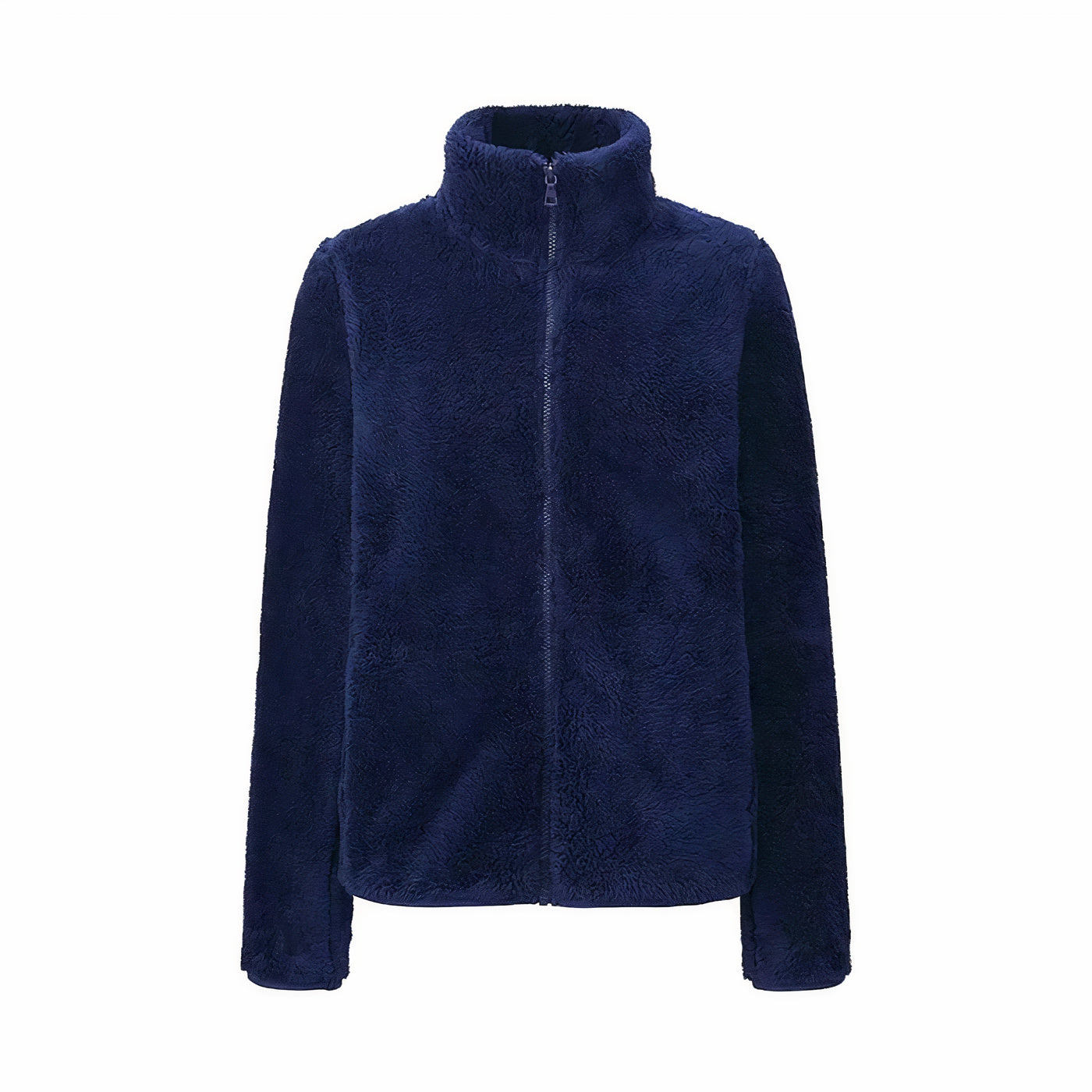 Damen Teddy-Fleecejacke Stehkragen Reißverschluss Warm