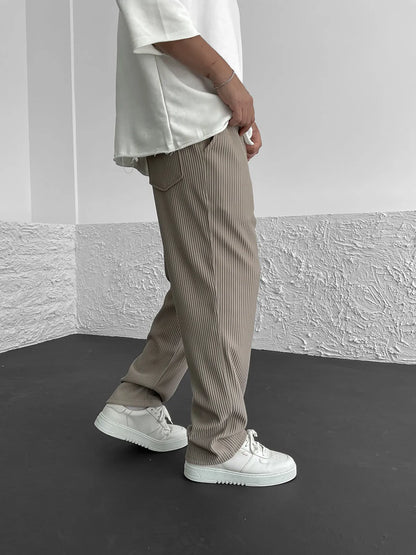 Locker sitzende Hosen – Lässige Herrenhose mit geradem Bein und Kordelzug-Chaps Herrenmode