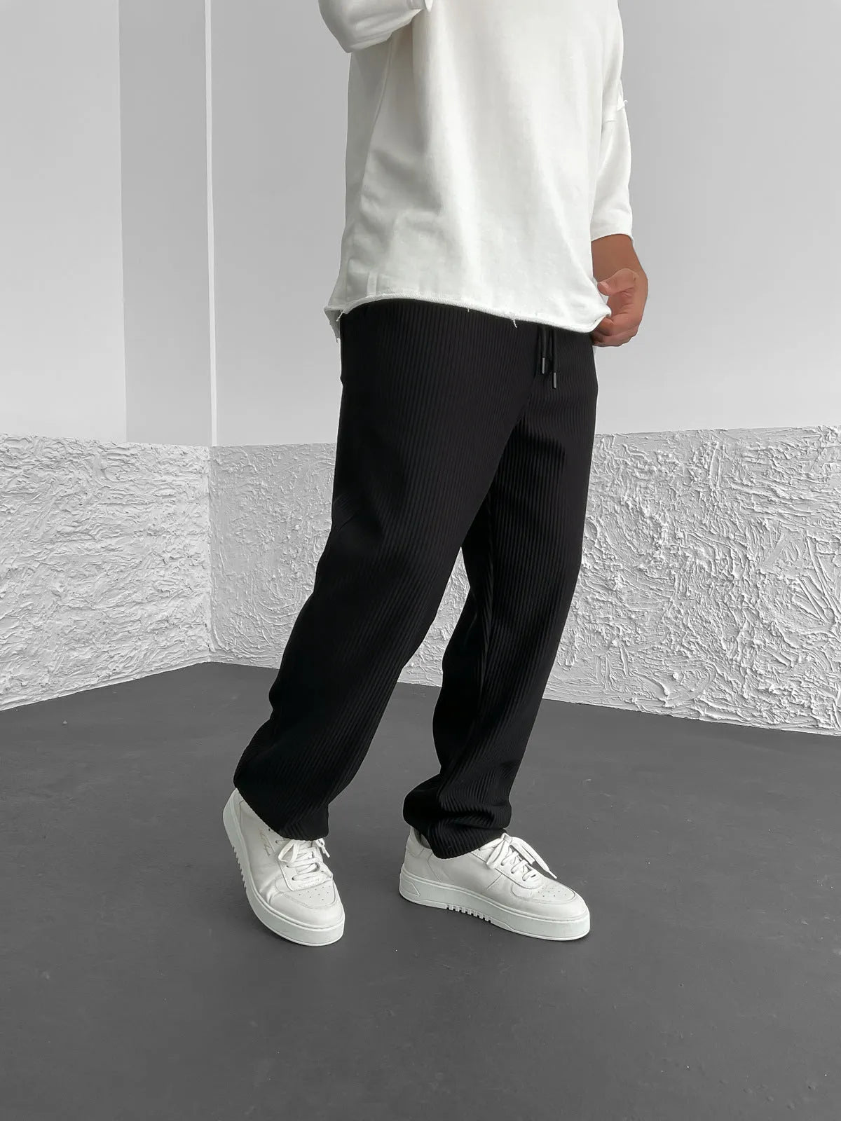 Locker sitzende Hosen – Lässige Herrenhose mit geradem Bein und Kordelzug-Chaps Herrenmode