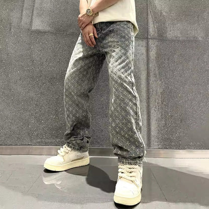 Männer Gemusterte Baggy-Jeans Monogramm Lockere Passform - Eveloria