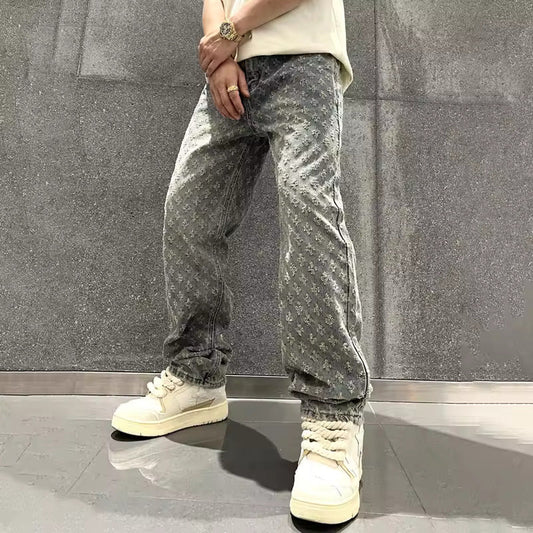 Männer Gemusterte Baggy-Jeans Monogramm Lockere Passform - Eveloria