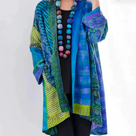 Damen Cardigan Leichter Baumwollmix Lang - Eveloria