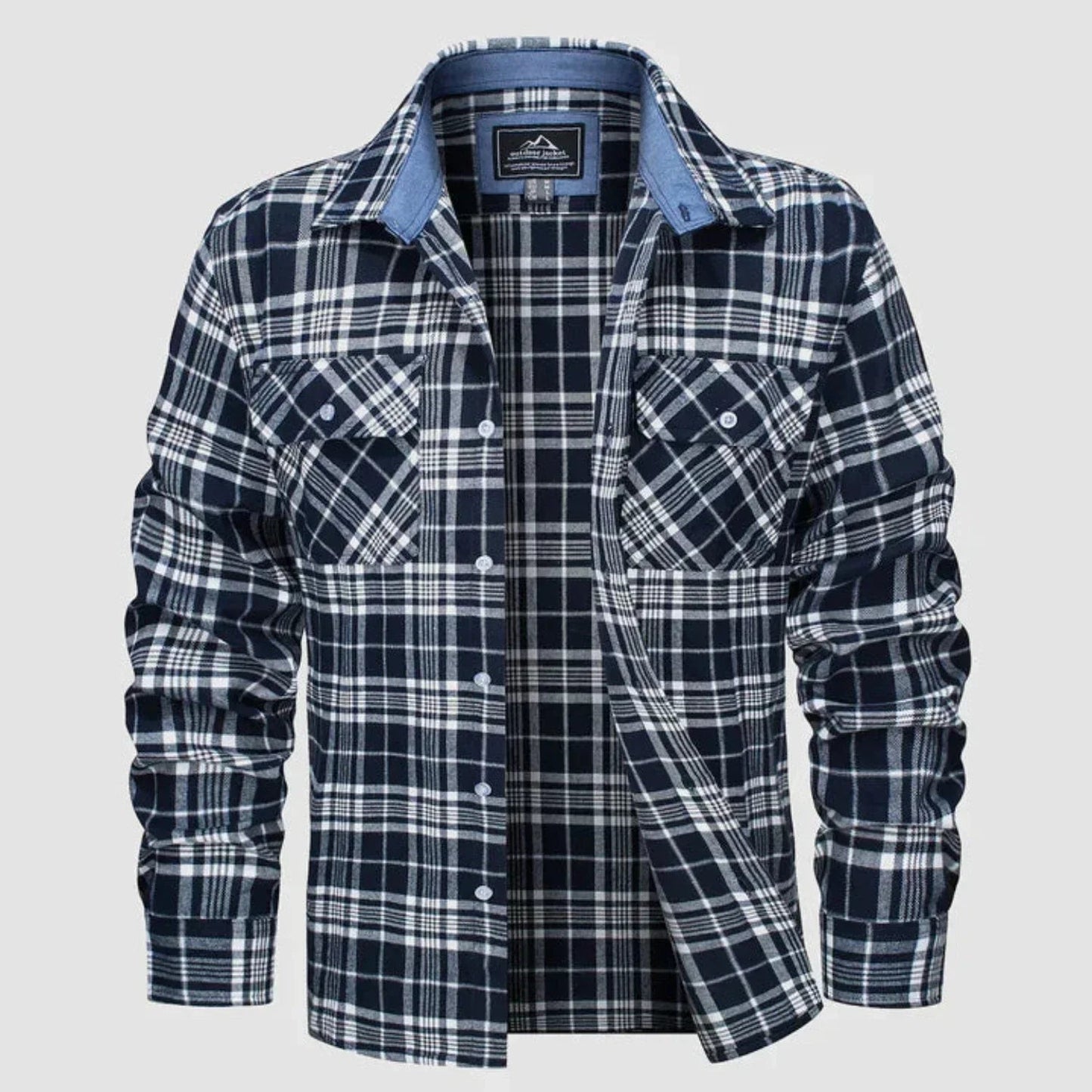 Eveloria Herren Langarm Poloshirt Karomuster