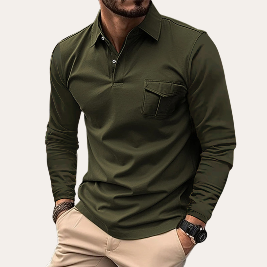 Eveloria Herren Langarm-Polohemd Zeitloses Design