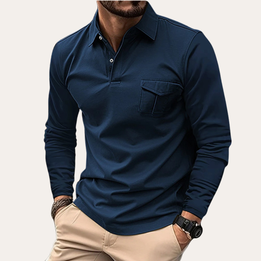 Eveloria Herren Langarm-Polohemd Zeitloses Design