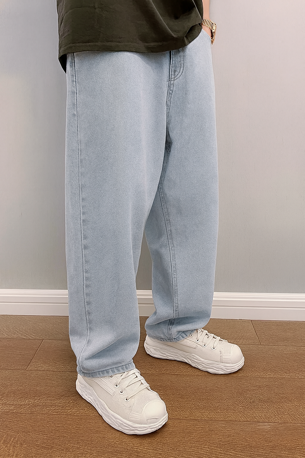 Herren Loose Fit Jeans Stonewash Baggy - Eveloria