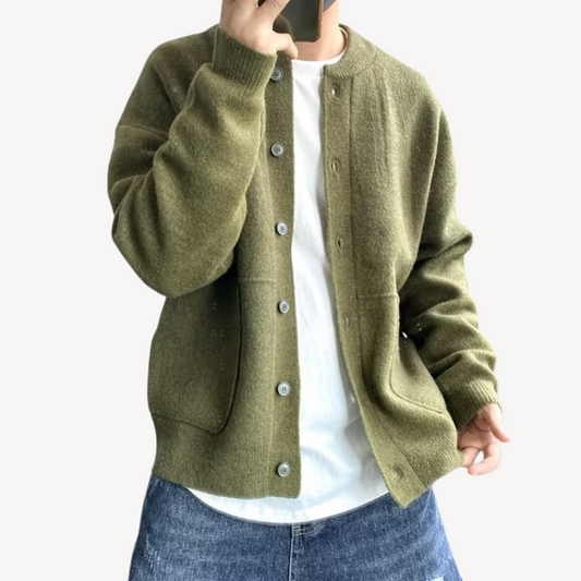 Herren Strickcardigan Klassisch Rundhalsausschnitt Knöpfe - Eveloria