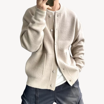 Herren Strickcardigan Klassisch Rundhalsausschnitt Knöpfe