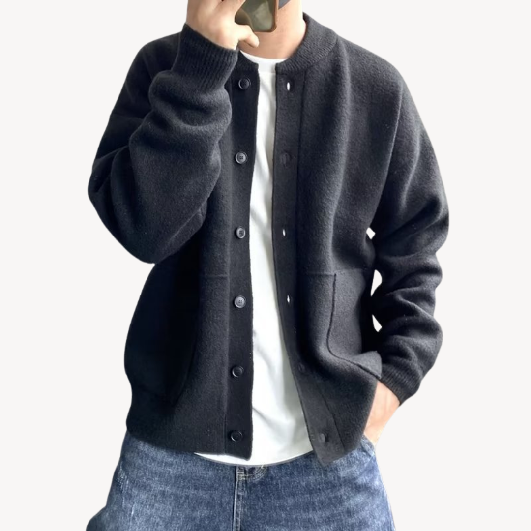 Herren Strickcardigan Klassisch Rundhalsausschnitt Knöpfe