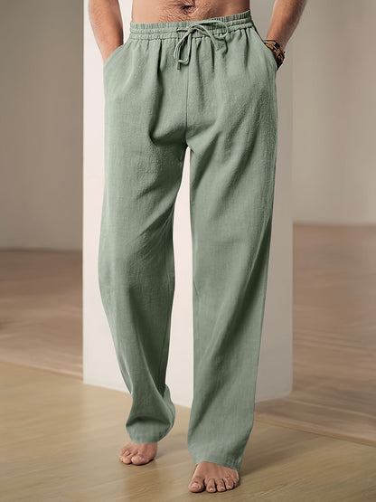 Lounge-Hose – Locker sitzende Freizeit-Hose mit Kordelzug für Herren-Grün-S-Chaps Herrenmode