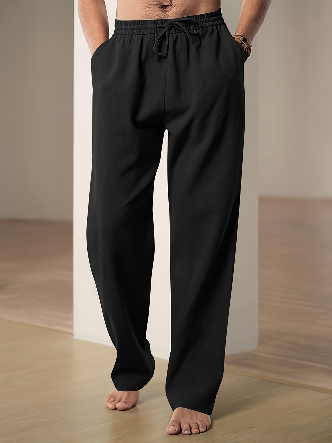 Herren Lounge-Hose Locker Sitzend Kordelzug Beige - Eveloria